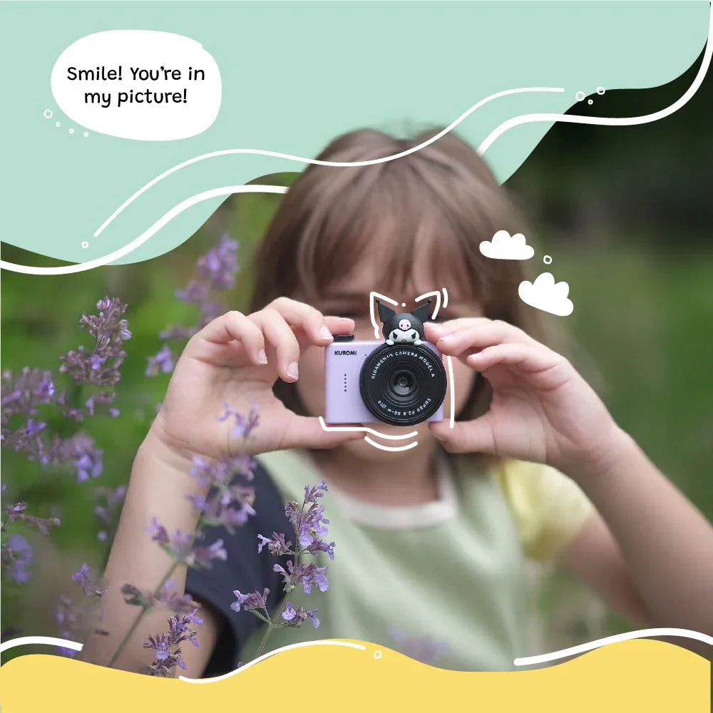 Kid-Friendly Kuromi Digital Camera – Model A with Rechargeable Battery, HD Display, Selfie Mode & 32GB Storage.