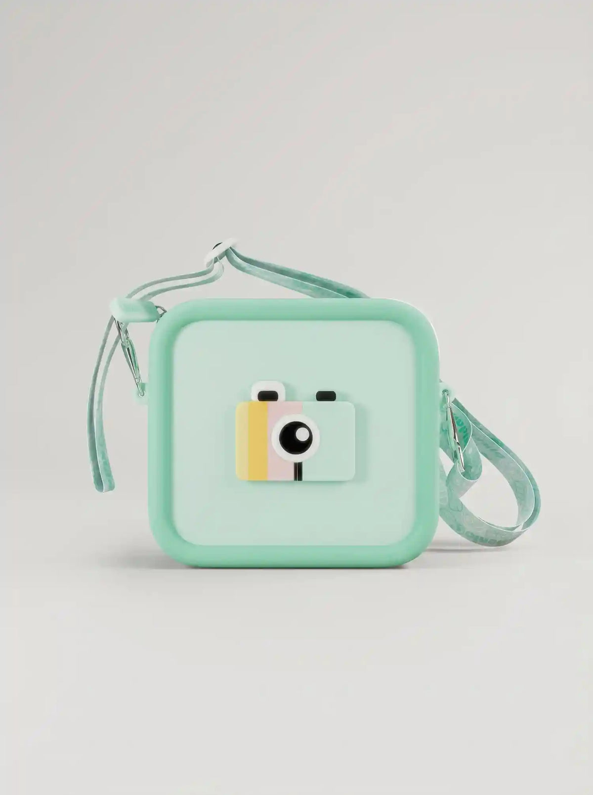 kiimento Mint Green Silicone Camera Bag – mint green camera-design kids bag with adjustable strap