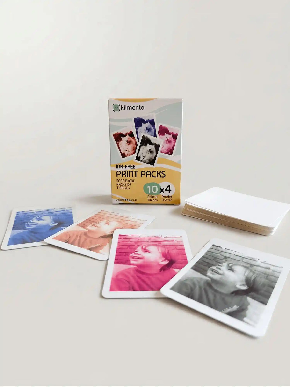 kiimento Ink-Free Print Pack 40 Prints shown with color-filter photo samples – for Model P2 instant print cameras