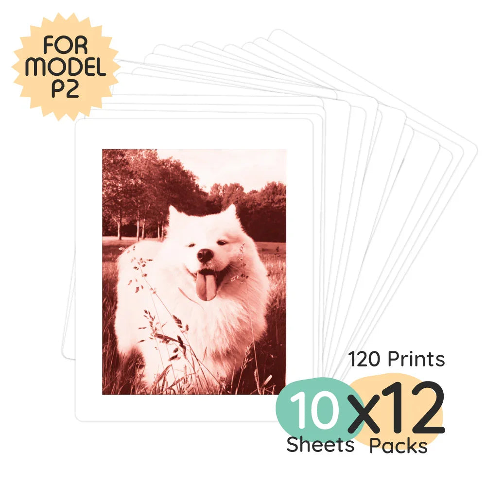 Print pack for Model P2 with 120 prints featuring a dog photo.
