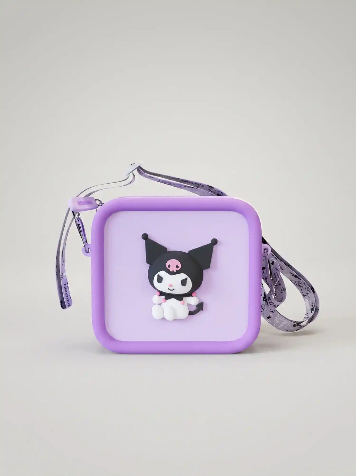 kiimento Sanrio Kuromi Silicone Camera Bag – purple Kuromi 3D charm kids camera bag with adjustable strap