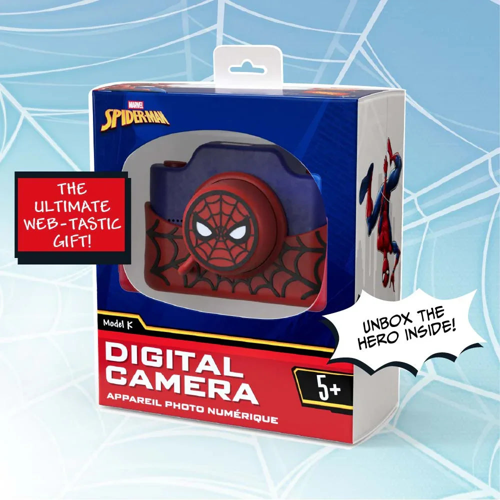 Spider-Man digital camera with a red and blue design.